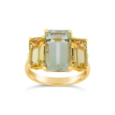 Dinny Hall Women's Gold / Green / Yellow Trinny Amethyst & Oro Verde Cocktail Ring In Multi