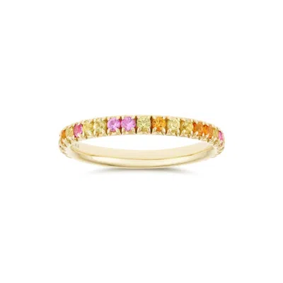 Dinny Hall Women's Gold / Pink / Orange Minnow Medium Multi Sapphire Three Quarter Eternity Ring