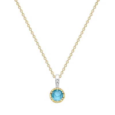 Dinny Hall Women's Gold / Silver / Blue March Aquamarine Birthstone Pendant