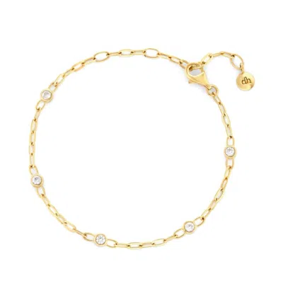 Dinny Hall Women's Gold / Yellow / White Lab-created White Sapphire Paperclip Chain Bracelet
