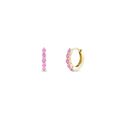 Dinny Hall Women's Pink / Gold Shuga Mini Pink Sapphire Huggie Hoops