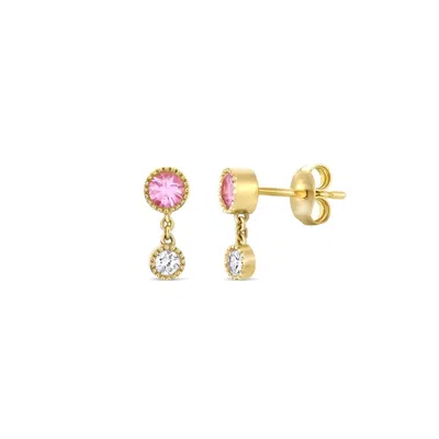 Dinny Hall Women's Pink / White / Yellow Duo Drop Pink Tourmaline & Lab-created Stud Earrings In Gold