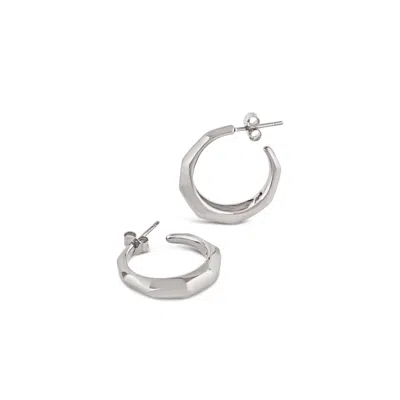 DINNY HALL WOMEN'S THALASSA SILVER TAPERING CHUNKY HOOPS