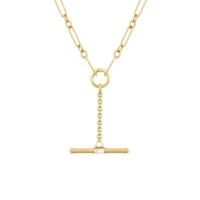 Dinny Hall Women's White / Gold Mother Of Pearl Gold Lariat T-bar Necklace