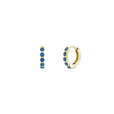 Dinny Hall Women's Yellow / Blue Shuga Mini Blue Sapphire Huggie Hoops