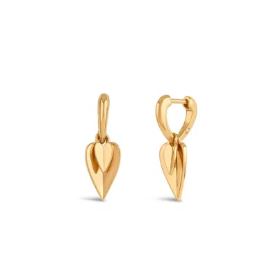 Dinny Hall 22ct Gold-plated Vermeil Silver Folded Heart Duo Drop Earrings