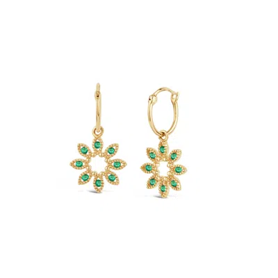 Dinny Hall Women's Yellow / Gold / Green Jasmine Flower Emerald Drop Earrings