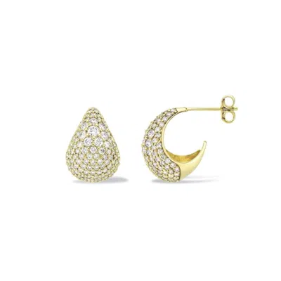 Dinny Hall Women's Yellow / Gold / White Scoop Large Lab-created Diamond Pave Hoop Earrings