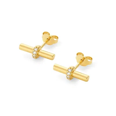 Dinny Hall Women's Yellow My World T-bar Studs In Gold