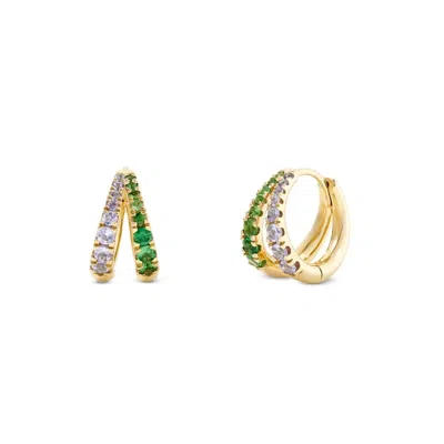 Dinny Hall Women's Yellow / Purple / Green Signature Duo Tanzanite & Tsavorite Huggie Hoops In Gold