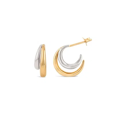 Dinny Hall Women's Yellow / Silver / White Toro Mixed Metal Double Hoops In Gold