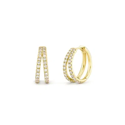 Dinny Hall Women's Gold / Yellow / White Signature Duo Lab-created Diamond Huggie Hoops