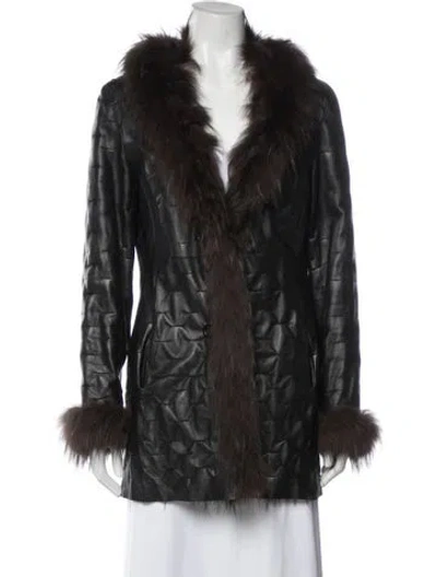 Pre-owned Dino Gaspari Faux Fur Jacket In Black