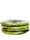 Dinosaur Designs Distressed-effect Coasters (set Of Four) In Green