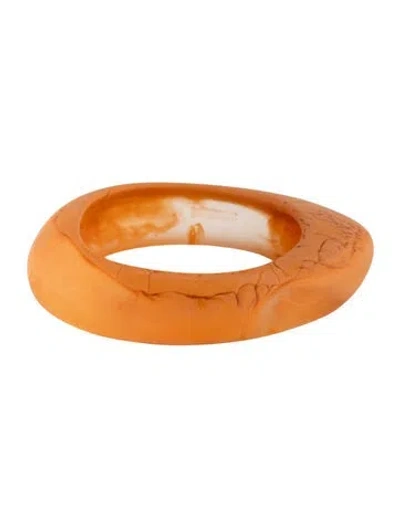 Pre-owned Dinosaur Designs Resin Large Organic Bangle Bracelet, 7.25" In Orange