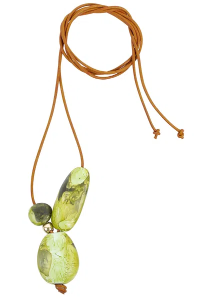 Dinosaur Designs Rock Cluster Pendant Necklace In Malachite & Brass