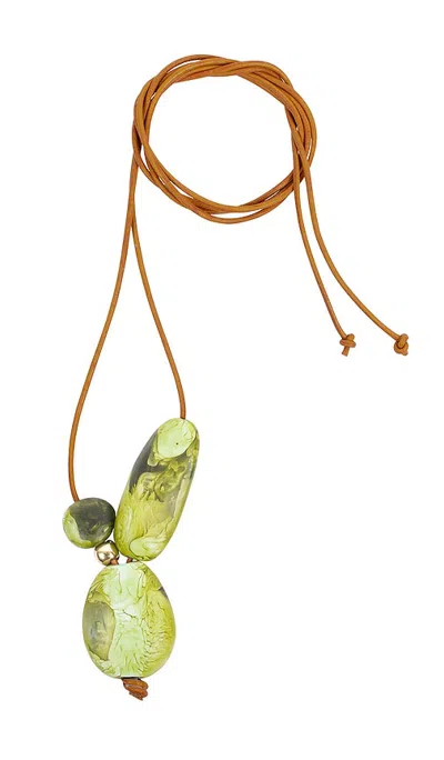 Dinosaur Designs Rock Cluster Pendant Necklace In Malachite & Brass