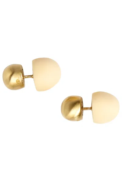 Dinosaur Designs Small Ball Stud Earrings In Cream