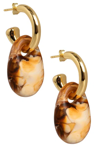 Dinosaur Designs Small Rock Hoop Earrings In Light Horn