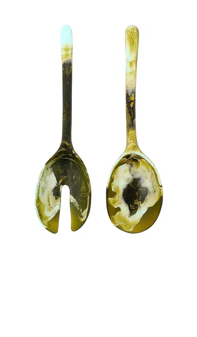 Dinosaur Designs Stone Long Servers In Malachite