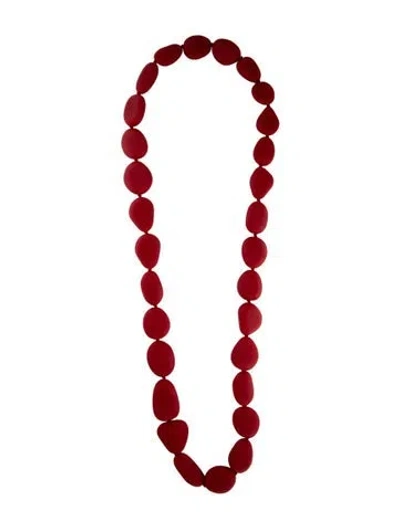 Pre-owned Dinosaur Designs Thead And Resin Bead Necklace, 42" In Red