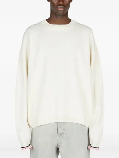 Diomene Dropped-shoulder Ribbed-cuff Sweater In White