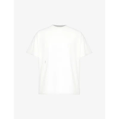 Diomene Mens Snow White Micro-embroidered Crewneck Cotton-jersey T-shirt