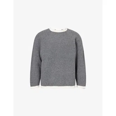 Diomene Mens Coal Smoke Rolling Raglan-sleeves Wool Jumper In Gray