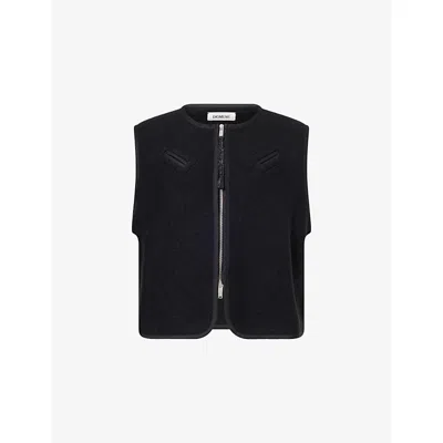 Diomene Mens Meteorite Crop Crewneck Wool Vest In Black