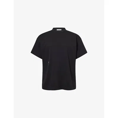 Diomene Mens Meteorite Flower-embroidery Crewneck Cotton-jersey T-shirt In Black