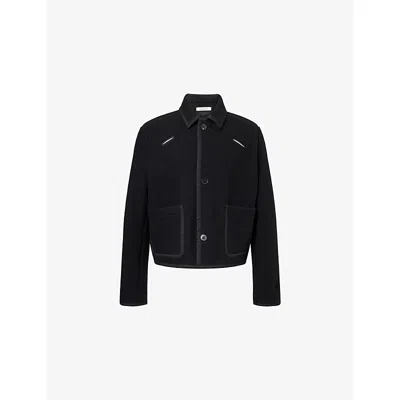 Diomene Mens Meteorite Relaxed-fit Crewneck Wool Jacket In Black