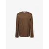 Diomene Mens Raw Umber Flower-embroidery Long-sleeves Cashmere T-shirt In Brown