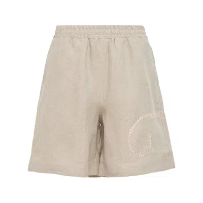 Diomene Sweet Pea Embroidered Shorts In Neutral