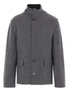 Diomene Virgin-wool High-neck Jacket In Gray
