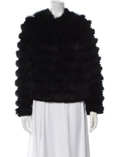 Pre-owned Diomi Fox Faux Fur Jacket In Black