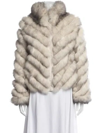 Pre-owned Diomi Fox Fur Coat In Neutrals