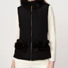 Diomi Poly With Mink Collar Vest In Black
