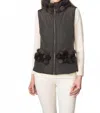 Diomi Poly With Mink Collar Vest In Grey