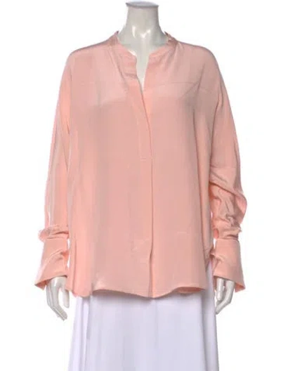 Pre-owned Diomi Silk Long Sleeve Blouse In Pink