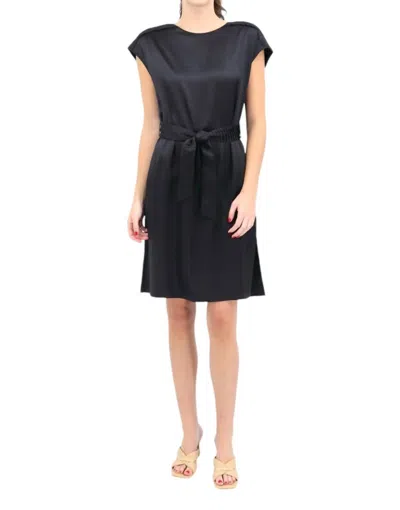 Diomi Silk Pleated Shoulder Detail Dress In Black