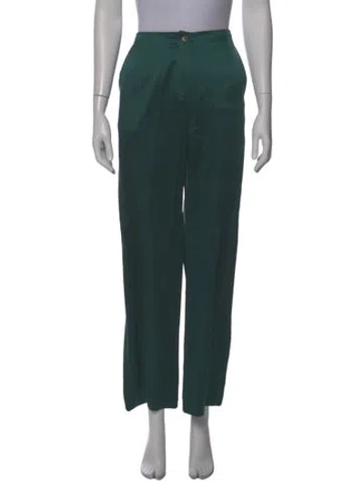 Pre-owned Diomi Silk Wide Leg Pants In Green