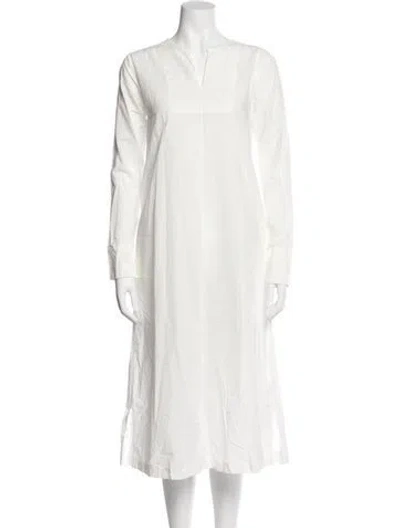 Pre-owned Diomi V-neck Midi Length Dress In White