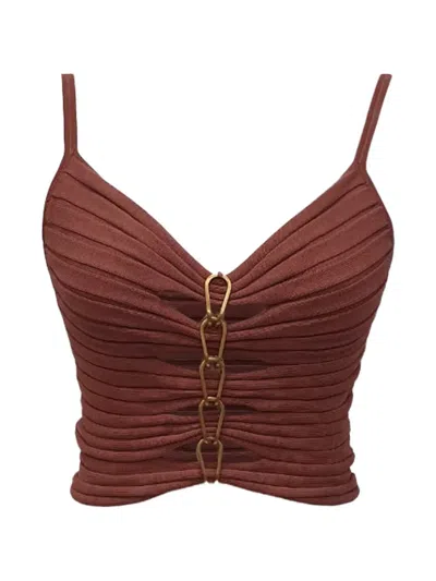 Pre-owned Dion Lee 2021 Central Chain Cami Top In Brown