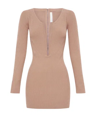 Dion Lee Angled Ribbed-knit Dress In Nude