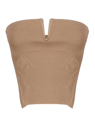 Dion Lee Angled Ribbed Strapless Bustier Corset In Nude & Neutrals