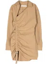 Dion Lee Asymmetric-neck Gathered Minidress In Brown
