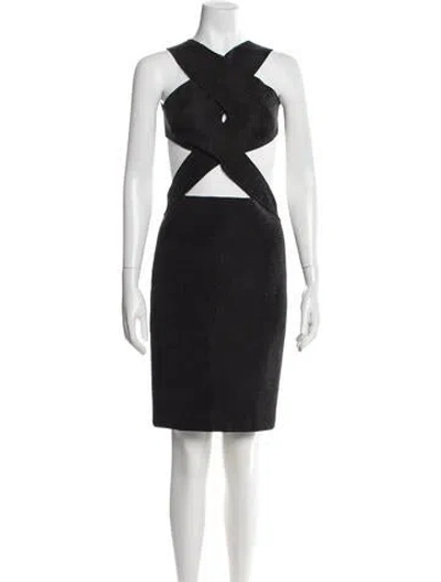 Pre-owned Dion Lee Asymmetrical Knee-length Dress In Black