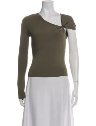 Pre-owned Dion Lee Asymmetrical Long Sleeve Top In Green