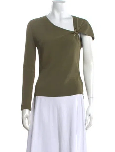 Pre-owned Dion Lee Asymmetrical Long Sleeve Top In Green
