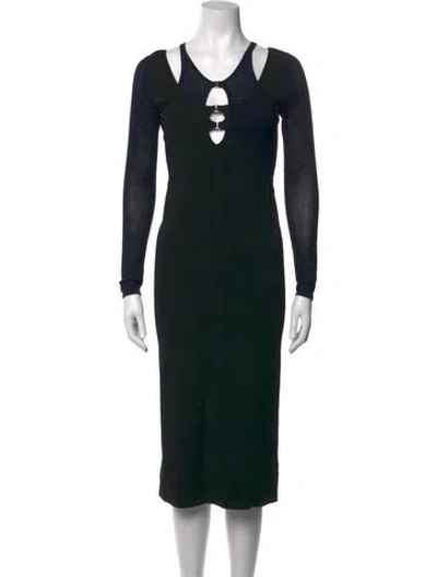 Pre-owned Dion Lee Asymmetrical Midi Length Dress In Black